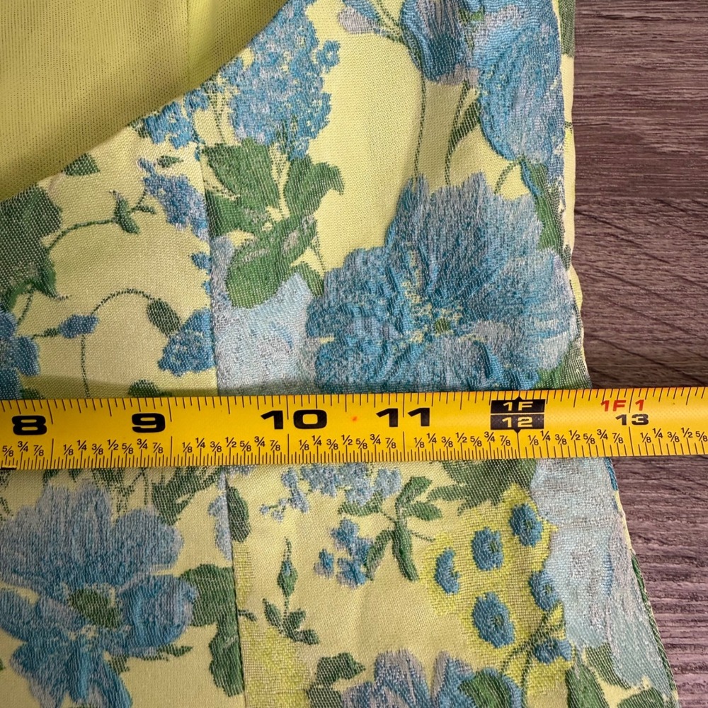 Lulus Lime Green Blue Floral Halter Mini Dress XS Backless - Picture 8 of 8